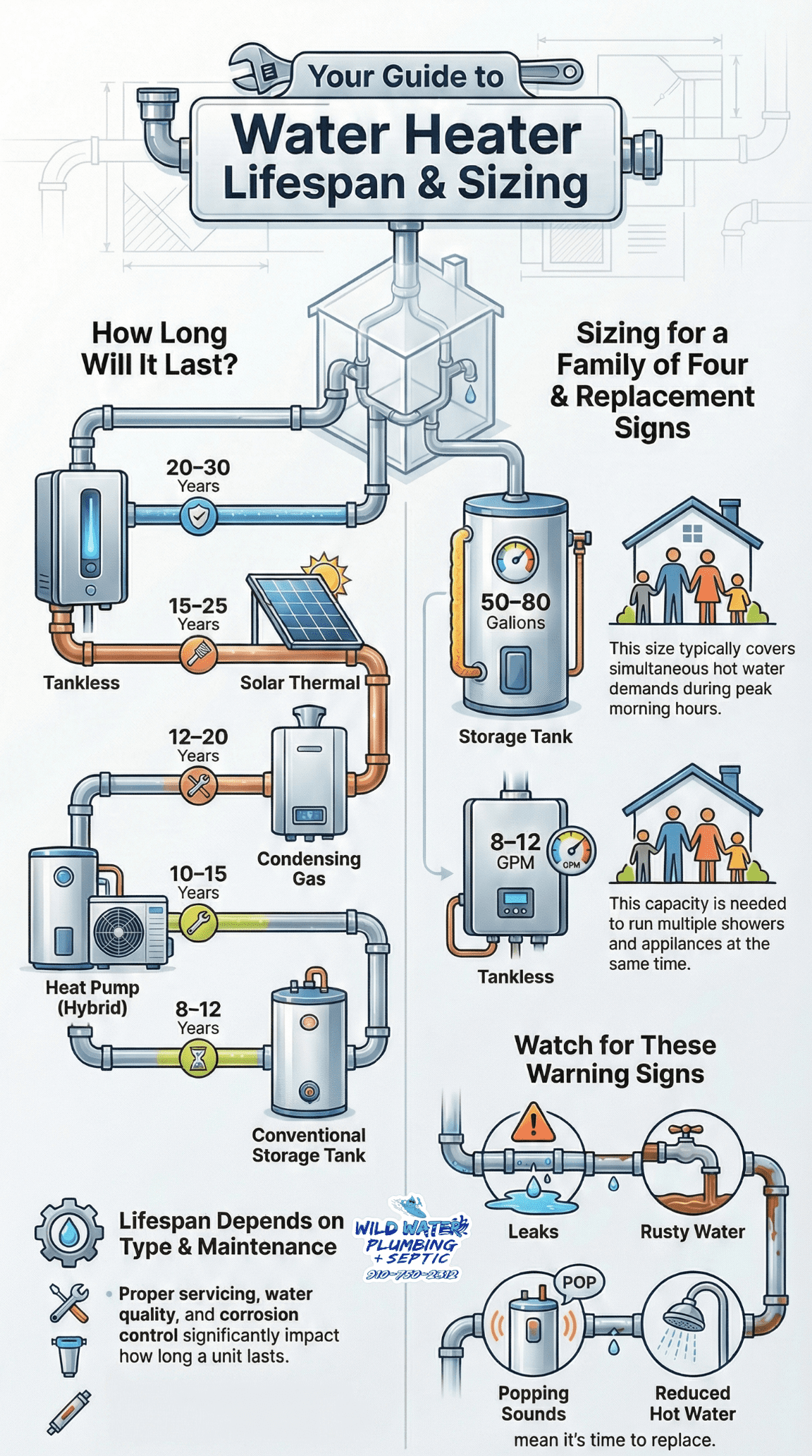 Water Heater Lifespan and Sizing Guide